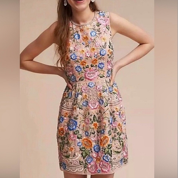 Needle & Thread fully beaded embroidered floral sleeveless shift mini dress 2 - Picture 3 of 13